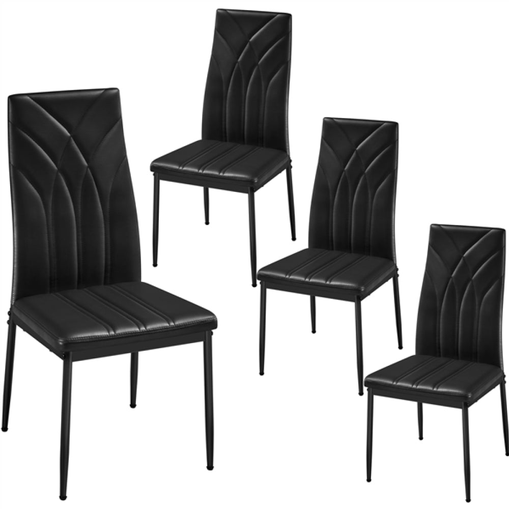 Set of 4 High Back Dining Chairs Upholstered Kitchen Chairs