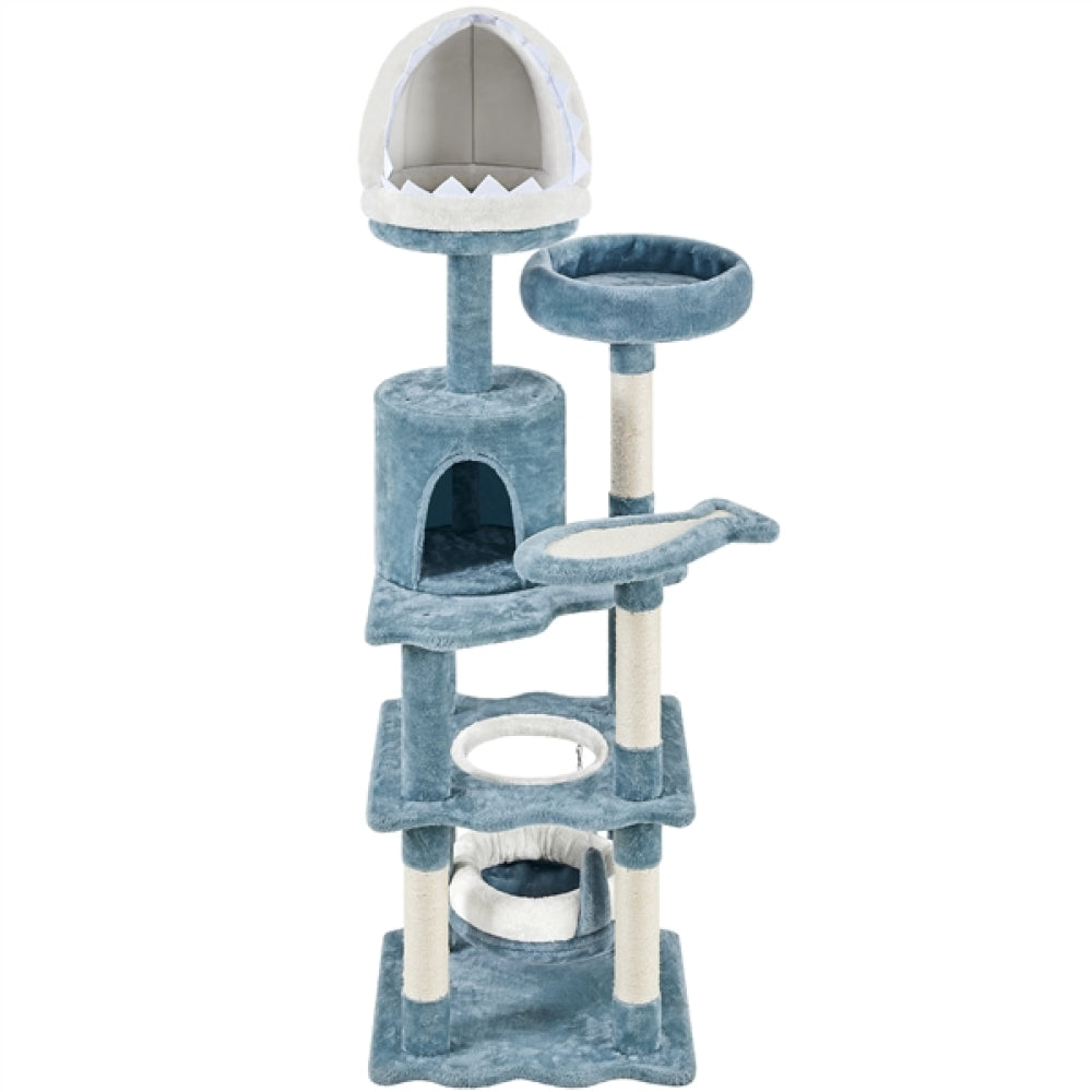 Multi-Level Ocean-themed Cat Tree Cat Tower