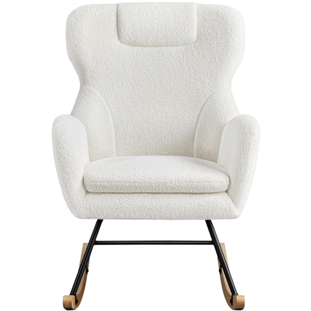 Boucle Upholstered Armchair Rocking Chair