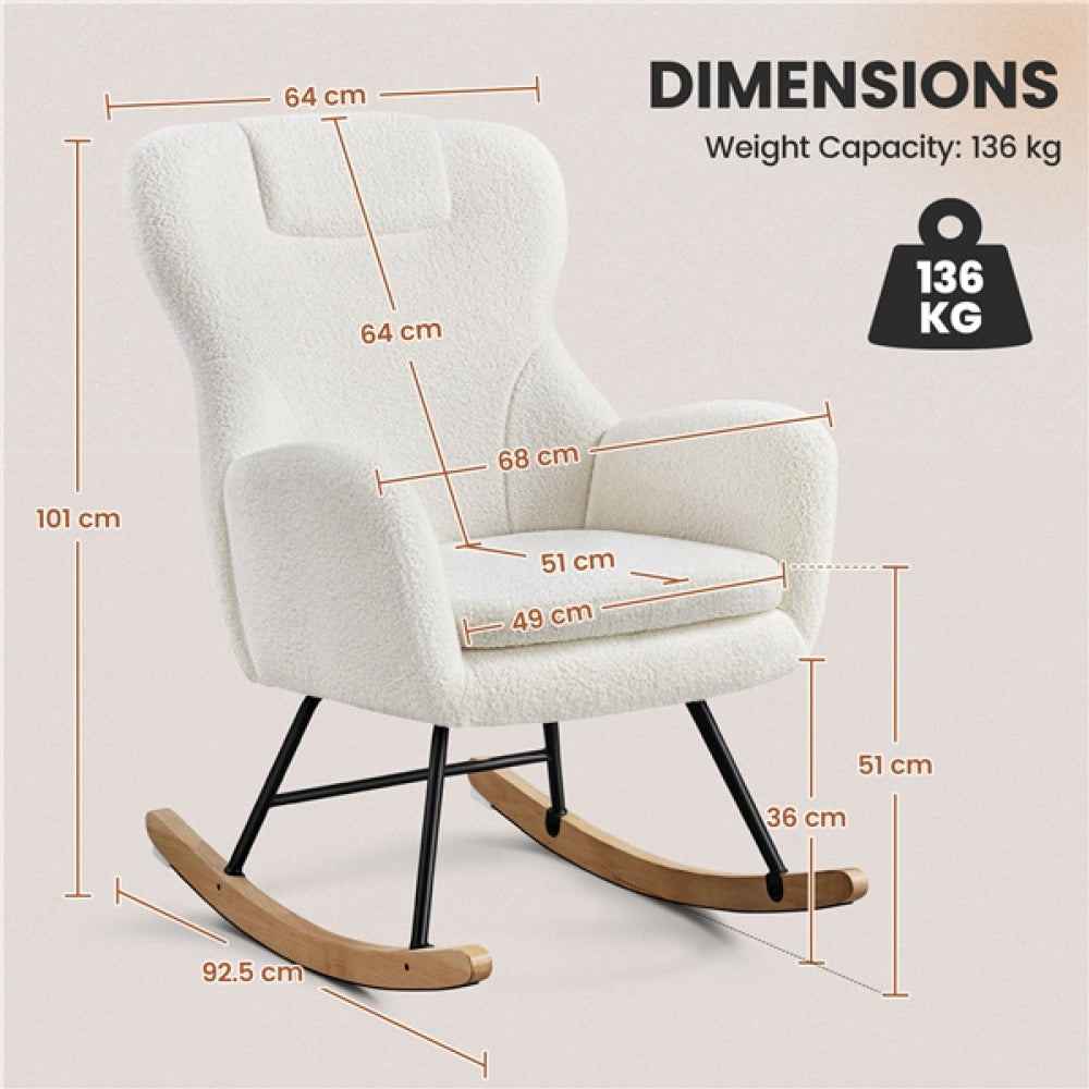 Boucle Upholstered Armchair Rocking Chair