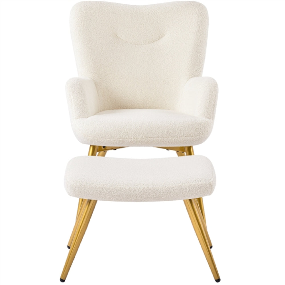 Boucle Accent Chair and Ottoman