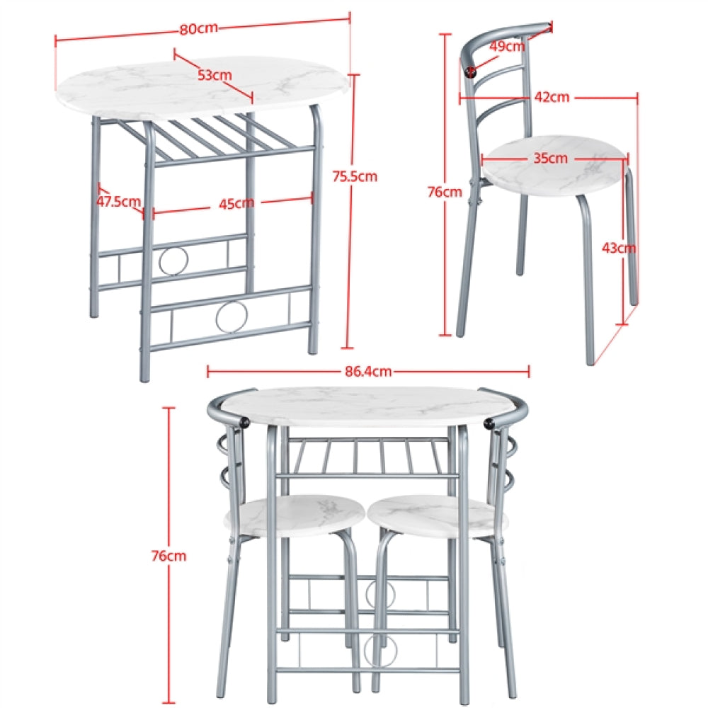 Space Saving Dining Table Set Modern Round Dining Table Set for 2
