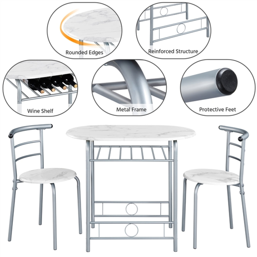 Modern Dining Set 1X Table + 2 Chairs
