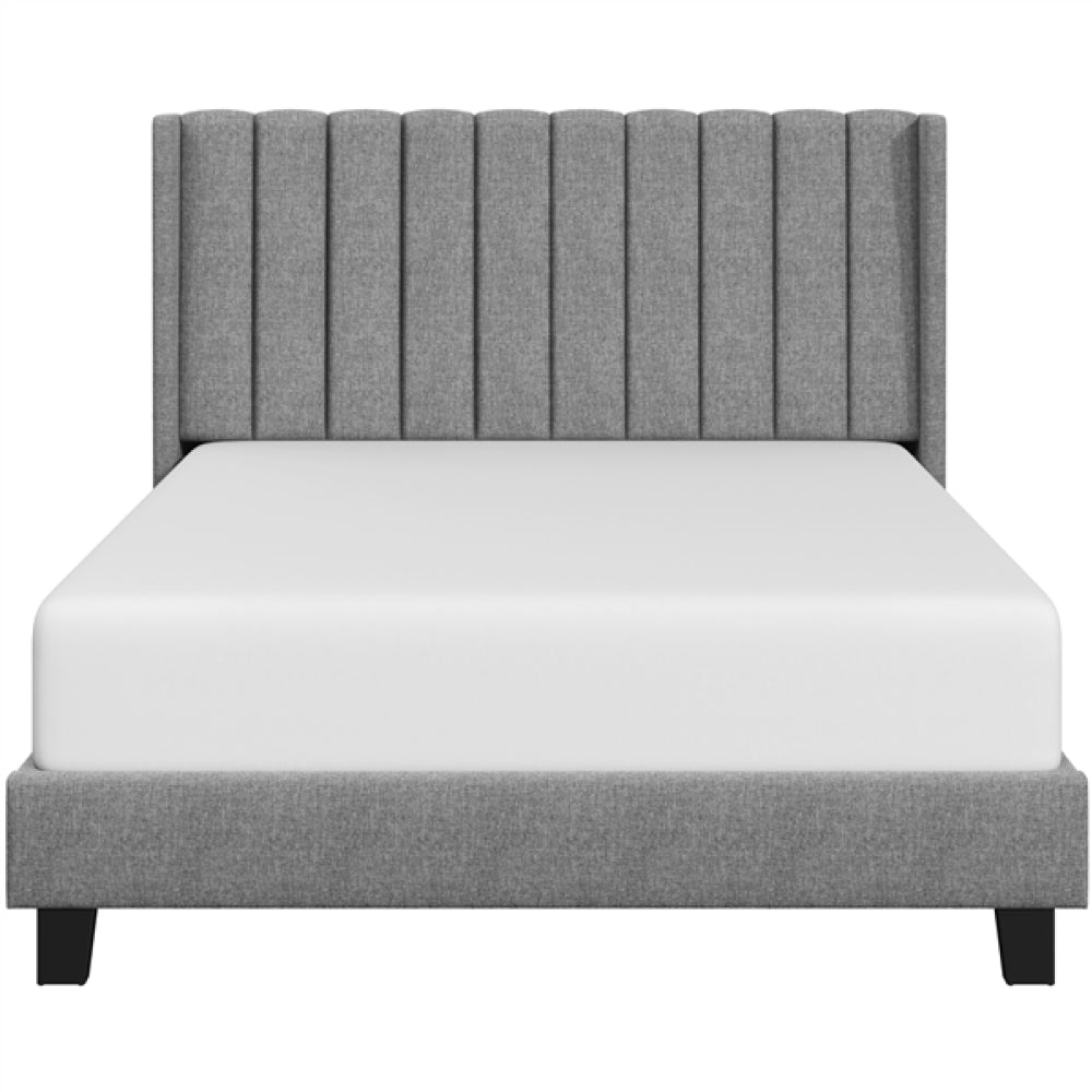 Queen Upholstered Bed Frame with Channel Tufted Headboard