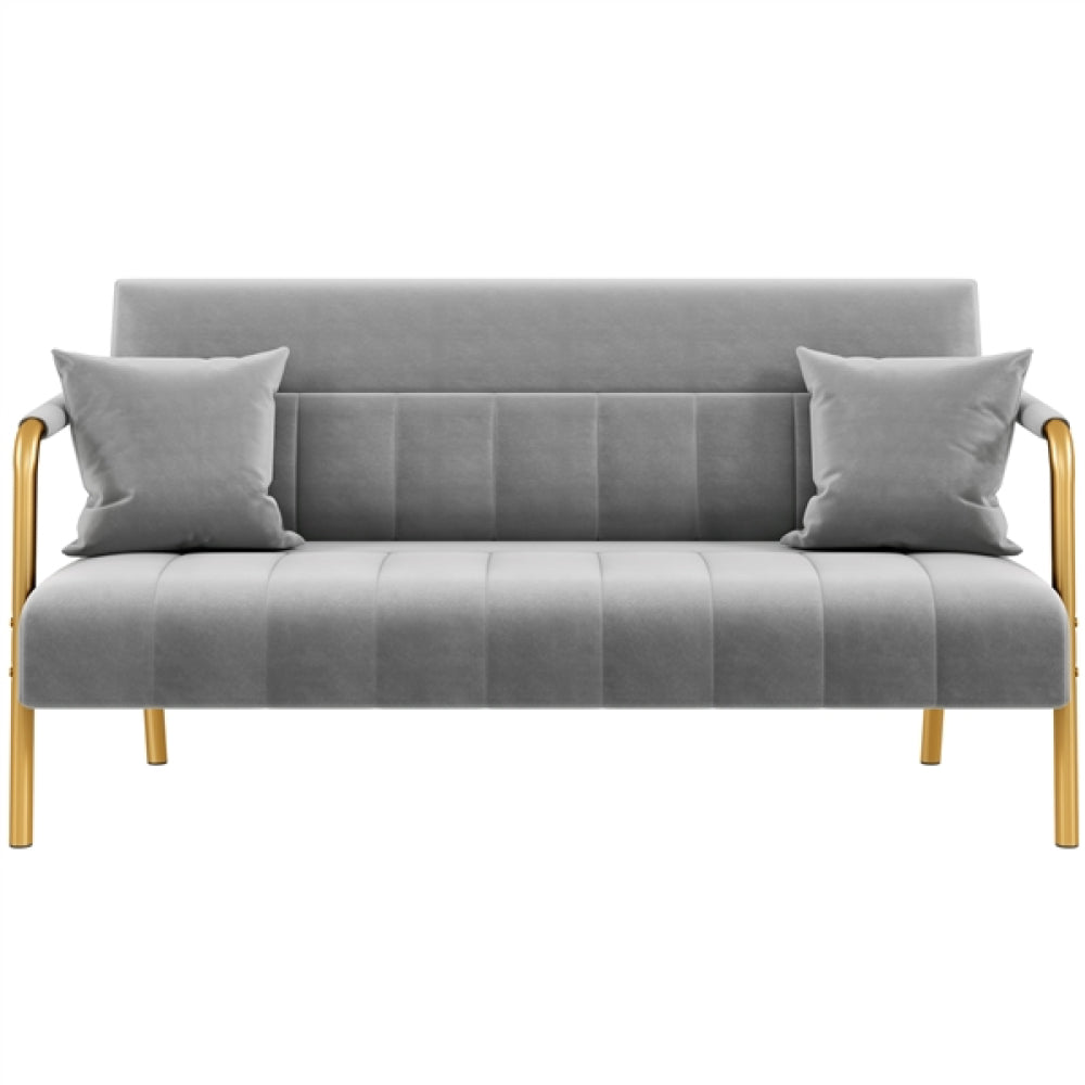Upholstered Sofa Couch with Gold-tone Metal Arms and Legs