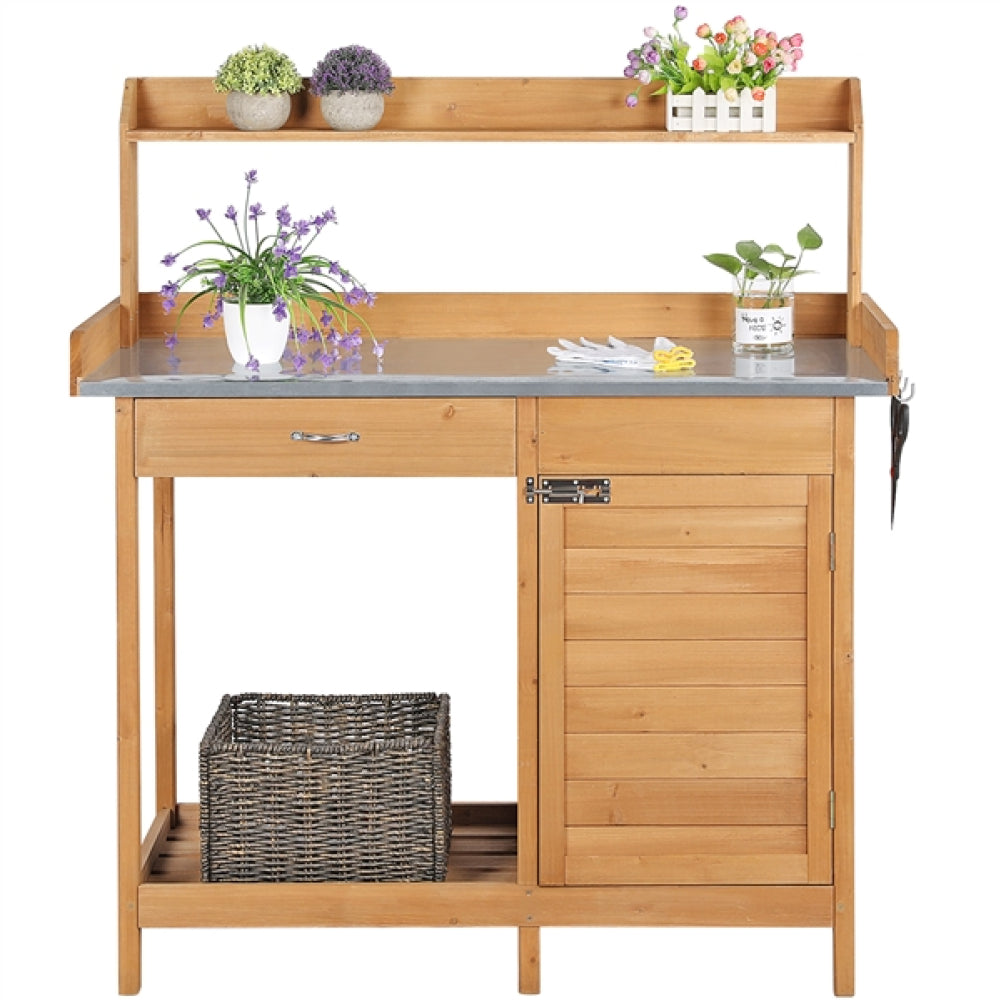 Outdoor Garden Potting Bench Table Work Bench Metal Tabletop