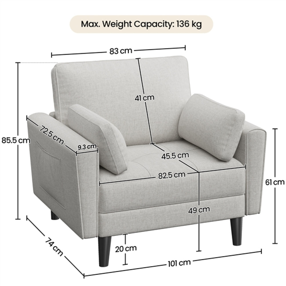 2pcs Tufted Oversized Armchairs Single Sofa Couch