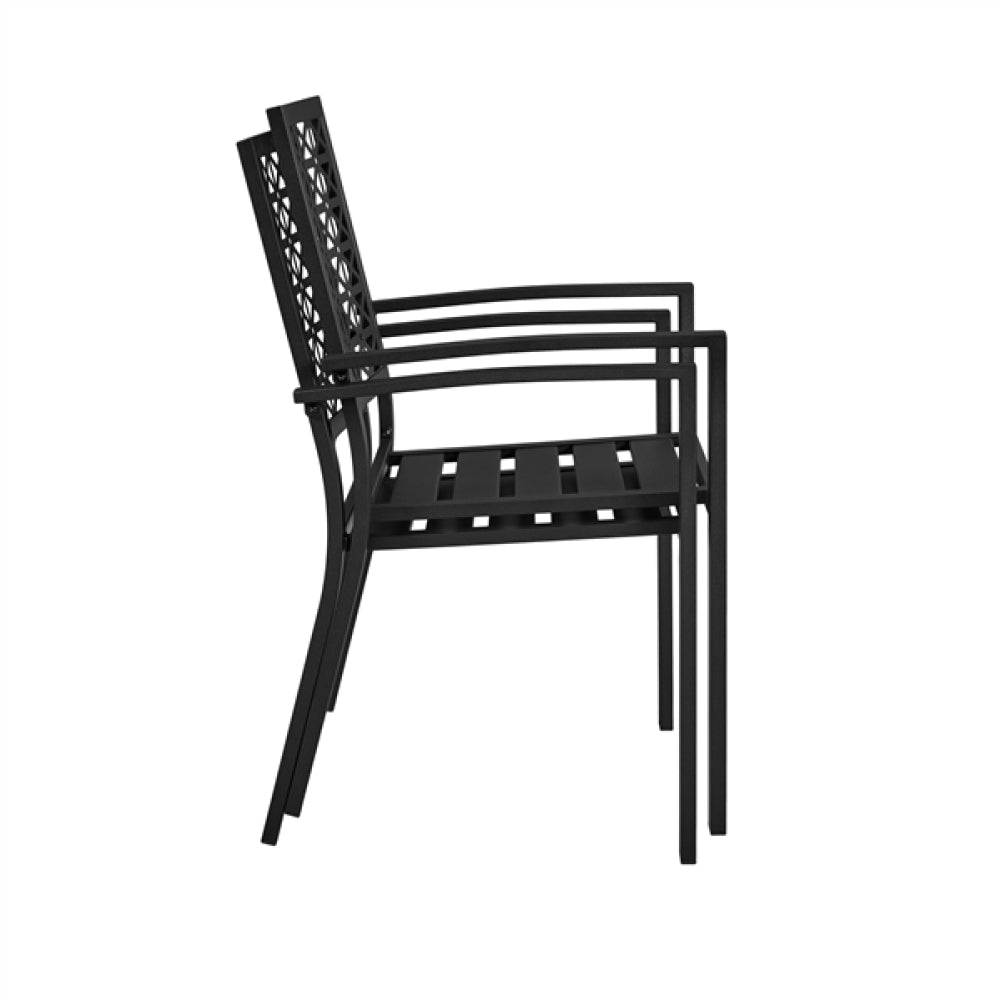 Set of 2 Outdoor Patio Dining Chairs with Armrests Modern Steel Bistro Chairs