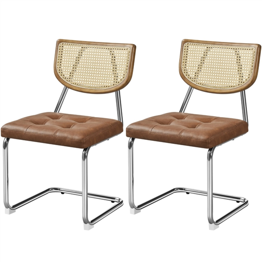6PCS Mid-Century Modern Dining Chairs with Mesh Rattan Back
