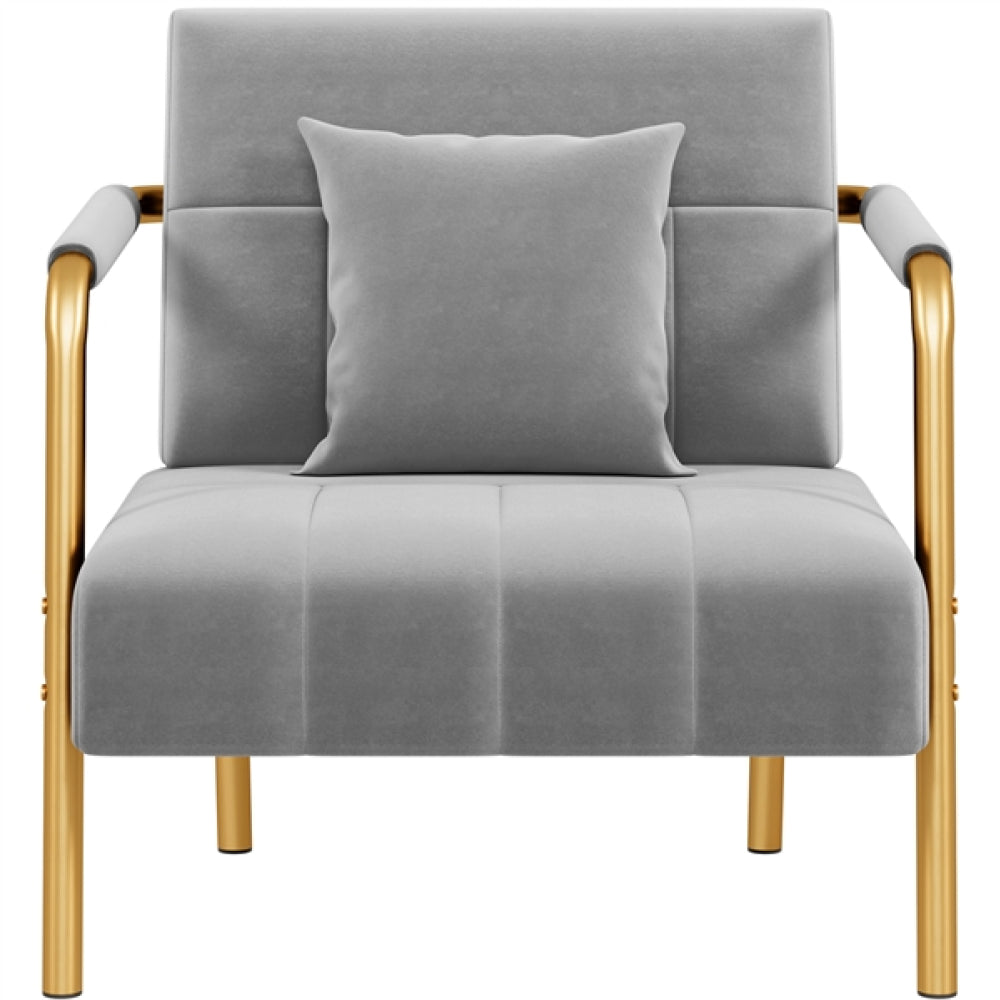 Velvet Upholstered Sofa Couch + Accent Armchair Lounge Chair