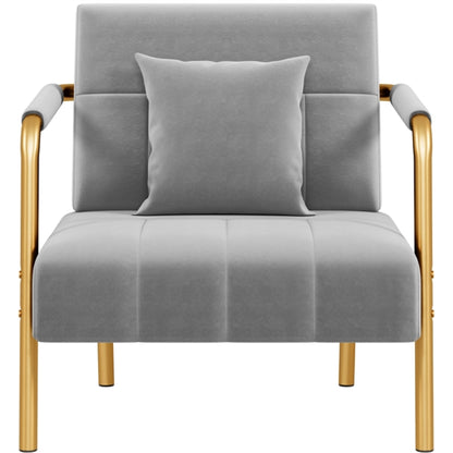 Velvet Upholstered Sofa Couch + Accent Armchair Lounge Chair