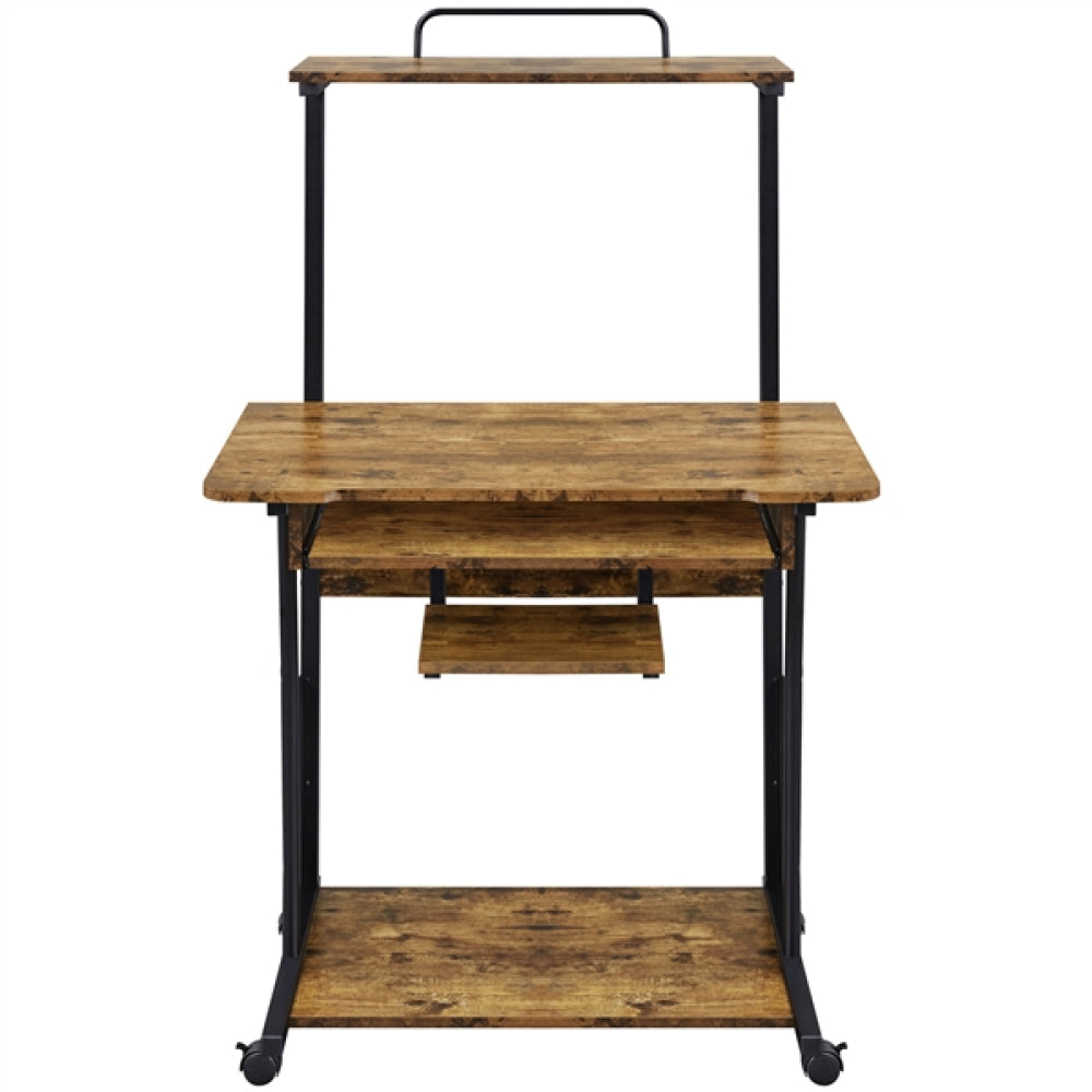3-Tier Rolling Computer Desk  Study Table with Printer Shelf