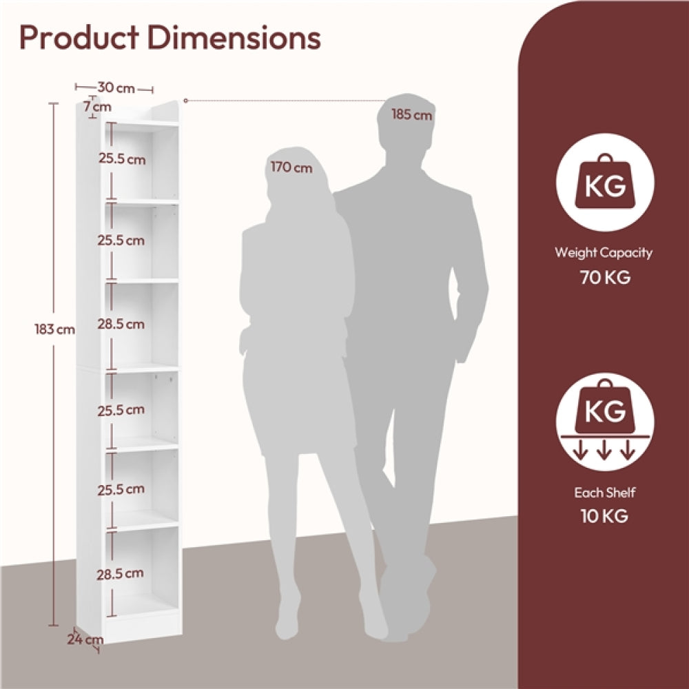 7-layer Narrow Open Shelf Bookshelf