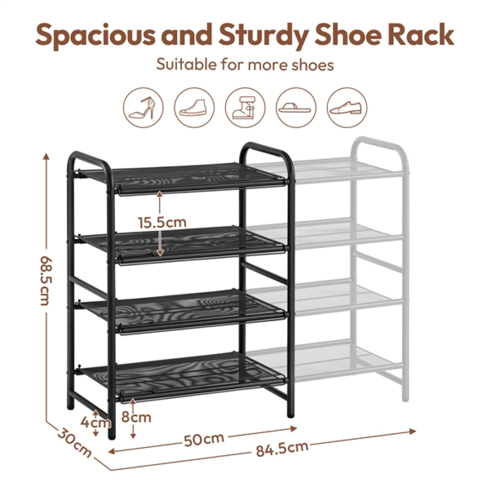 4-Tier Expandable Iron Shoe Rack