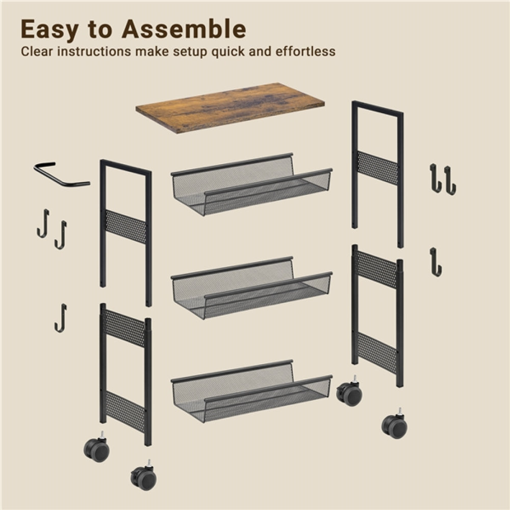 4-Tier Storage Trolley Kitchen Trolley