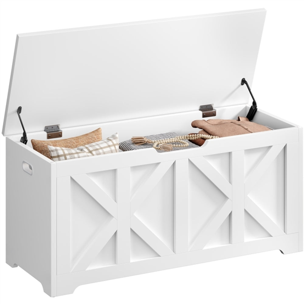 132L Rustic Farmhouse Style Storage Bench Spacious Wooden Storage Chest