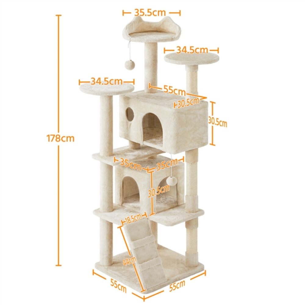 Cat Tree Cat Tower w/ Condos & Dangling Balls & Scratching Posts & Platforms