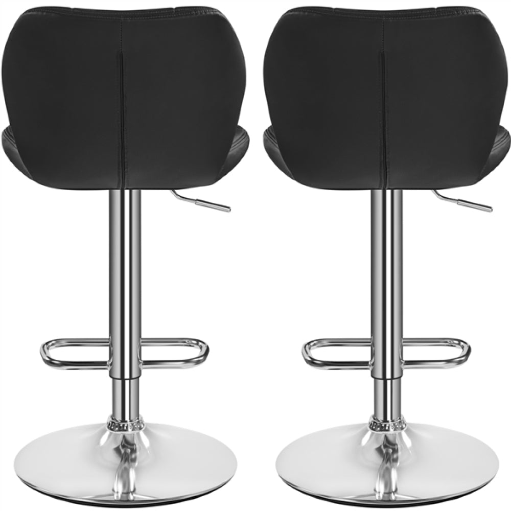 2PCS Adjustable Bar Stool Modern Faux Leather Swivel Bar Chair