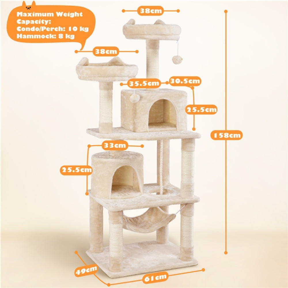 Multi-Level Cat Tree  Cat Tower with 2 Condos & 2 Perches & Scratching Posts
