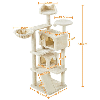 Cat Tree Condo Kitten Tree Tower w/ 2 Condos & Dangling Ball & Round Platform & Ladder