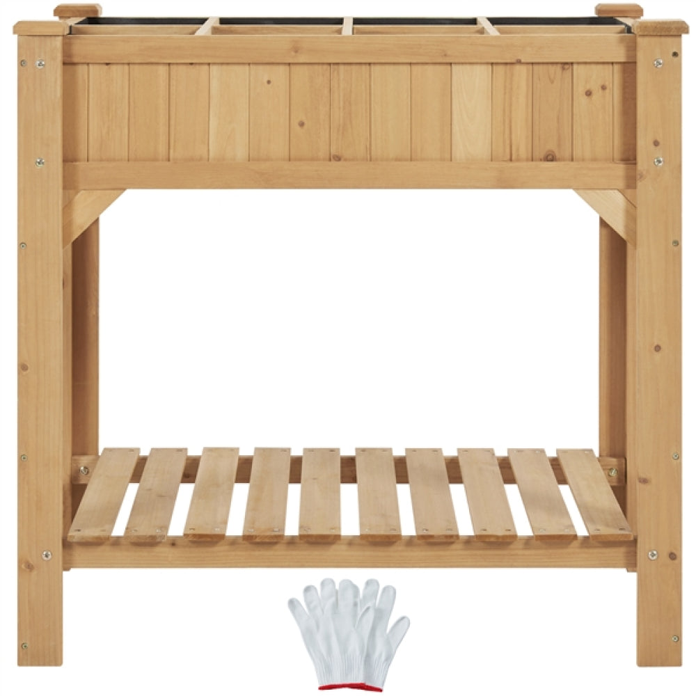 8-Pocket Wood Elevated Garden Planter with Fabric Liner