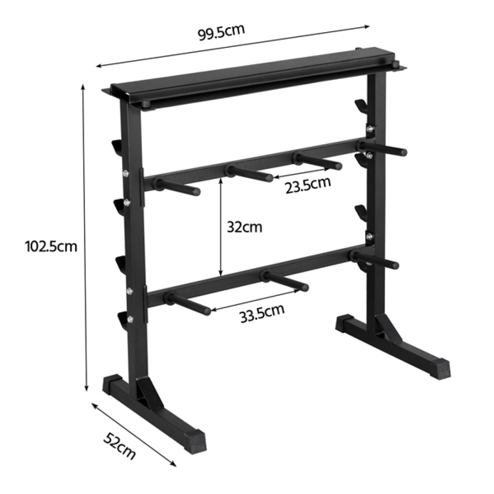 3 Tier Dumbbell Barbell Rack Weight Plate/Bar Storage Holder
