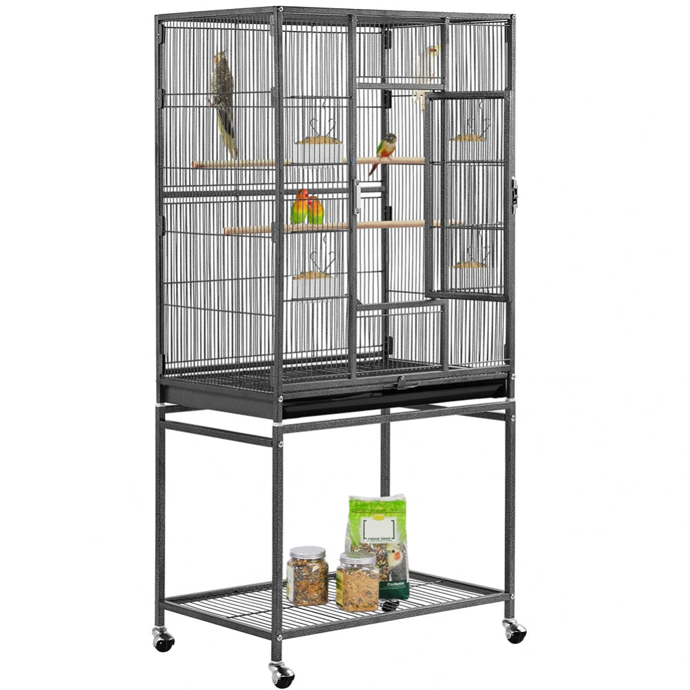 53.5″H Mobile Large Parrot Cage w/ Stand Bird Cage