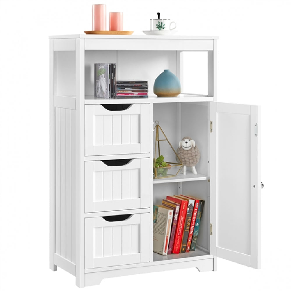 Bathroom Floor Cabinet MDF Wooden Storage Organizer w/ Drawers