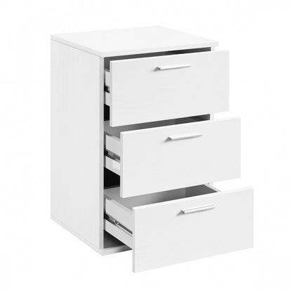 Side Table 3 Drawers End Table Chest Dresser Metal Handles Cabinet White