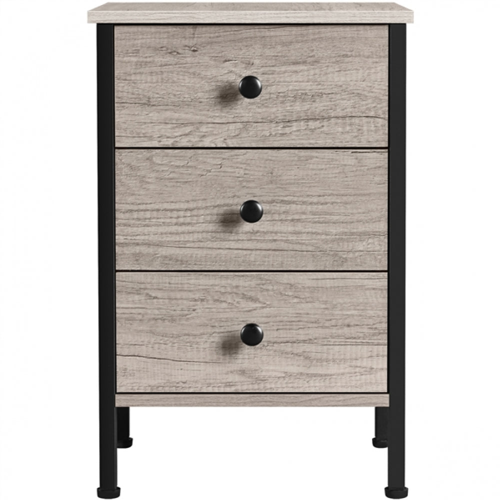 3 Drawer Nightstand Storage Nightstand Metal Frame Dresser Organizer