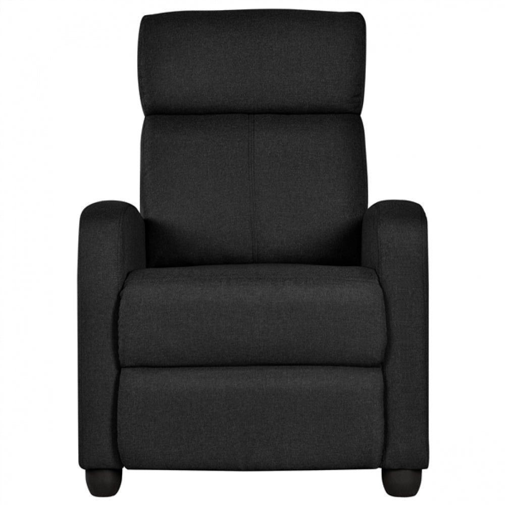 Black Fabric Recliner Chair – Plush Manual Reclining Armchair with Footrest