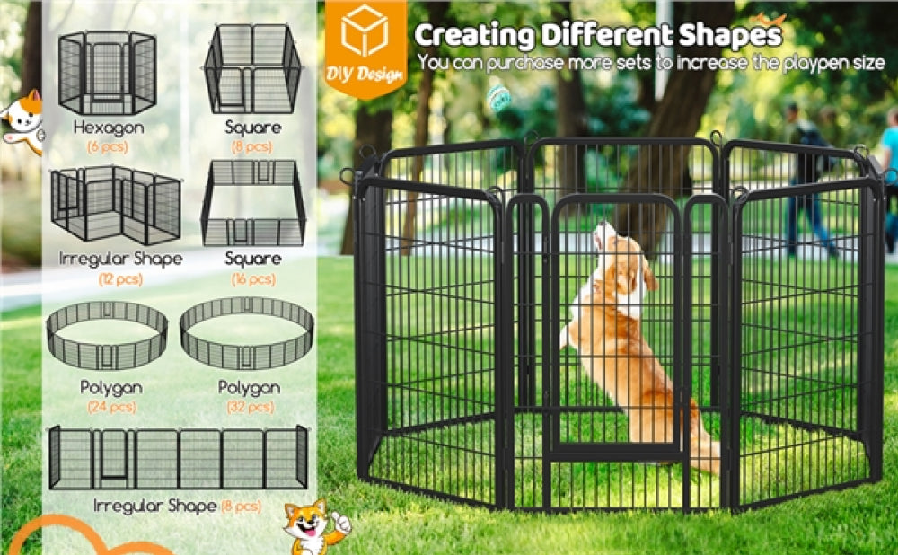 8 Panels Dog Playpen 100cm Tall Dog Pen Dog Fence