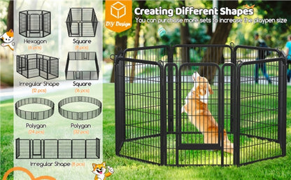 8 Panels Dog Playpen 100cm Tall Dog Pen Dog Fence