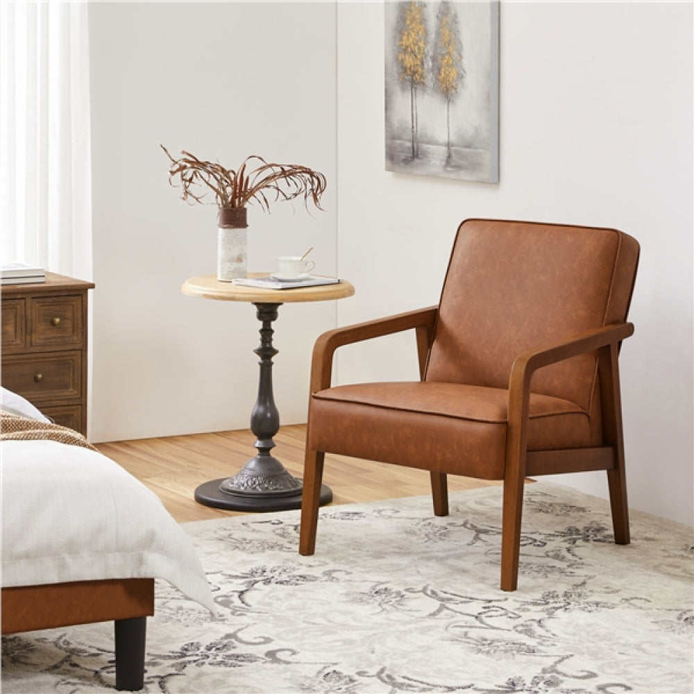 Mid-Century Modern Upholstered Lounge Chair Accent Armchair