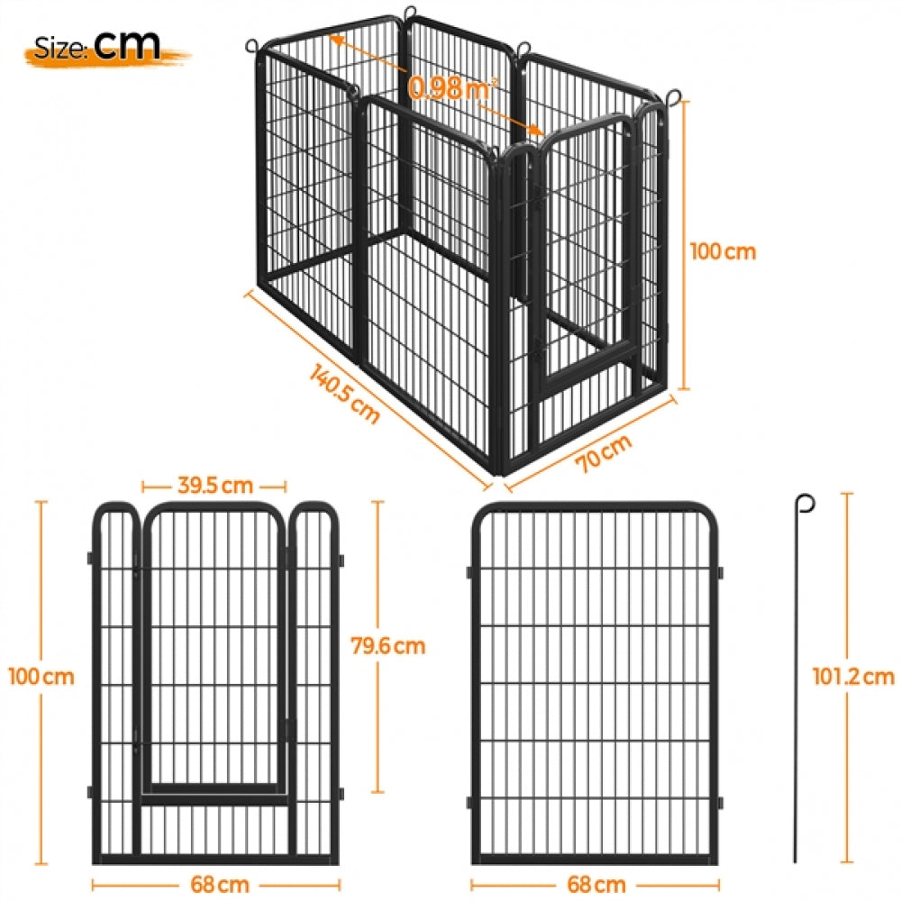 100cm Tall 6 Panels Heavy Duty Dog Playpen Exercise Barrier Outdoor Indoor Fence