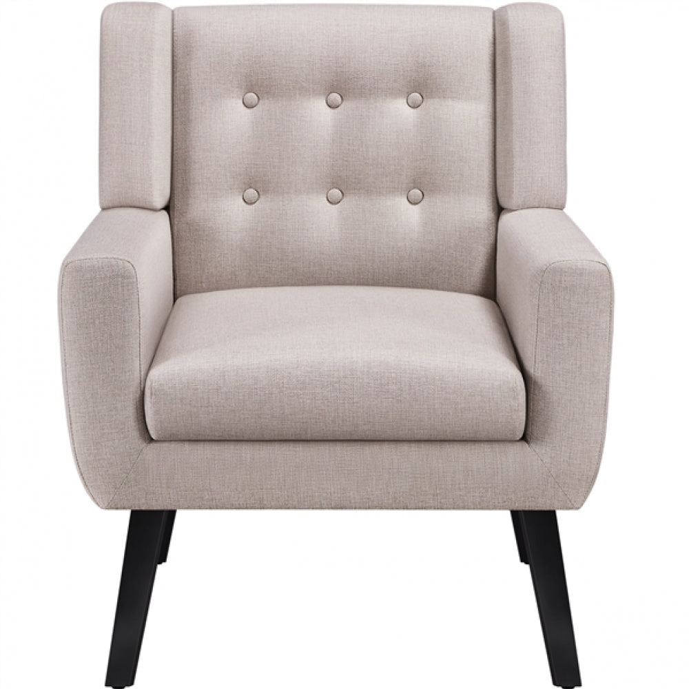 Button Tufted Armchair with Solid Wood Legs