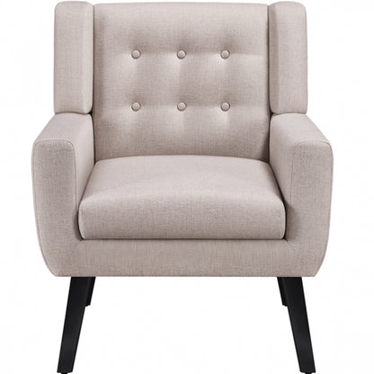 Button Tufted Armchair with Solid Wood Legs