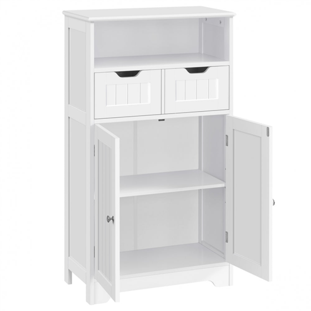 Bathroom Floor Storage Cabinet with 2 Drawers & Shelf Height-Adjustable Cabinet