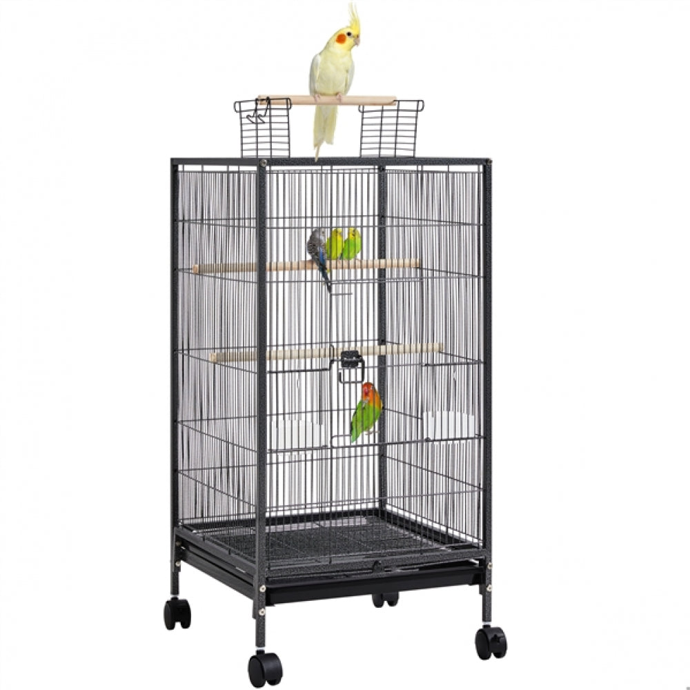 40-Inch H Wrought Iron Bird Cage with Rolling Stand