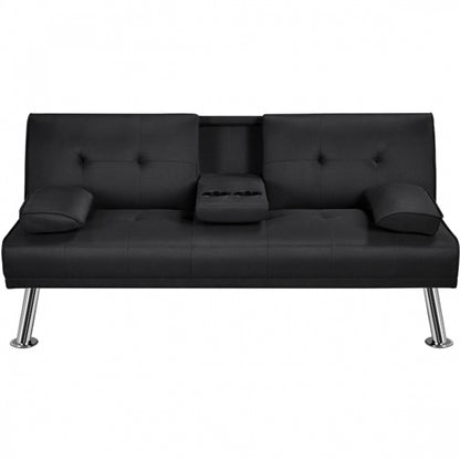 Fabric Upholstered Convertible Futon Sofa Bed