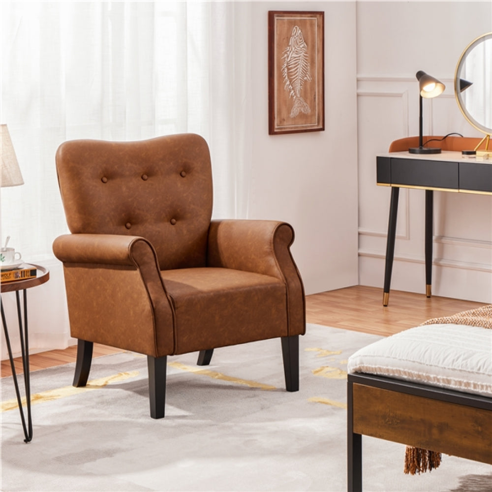 1 Pair Mid-century Modern Faux Leather Accent Chair Armchair