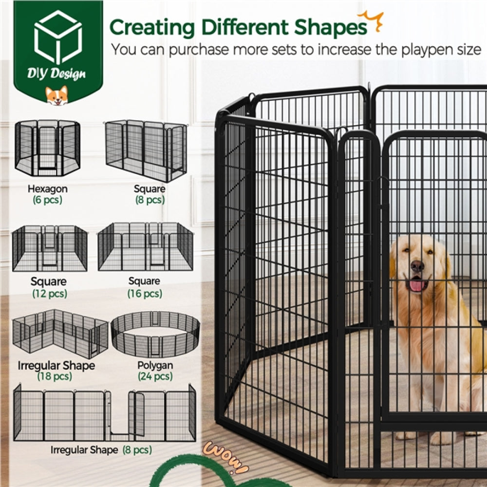 120cm Tall 8 Panels Dog Playpen Panels Foldable Metal Pet Fence