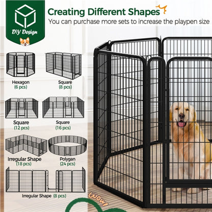 120cm Tall 8 Panels Dog Playpen Panels Foldable Metal Pet Fence