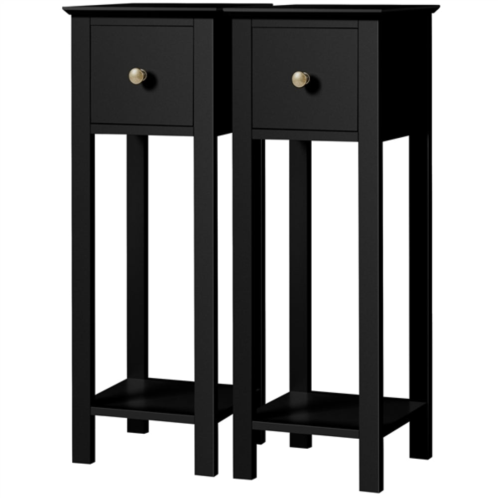 Slim Bedside Tables Set of 2 End Tables With Storage Drawers
