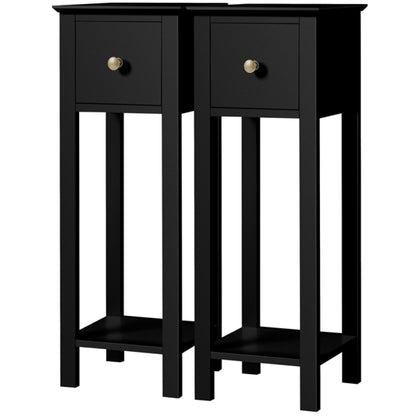 Slim Bedside Tables Set of 2 End Tables With Storage Drawers