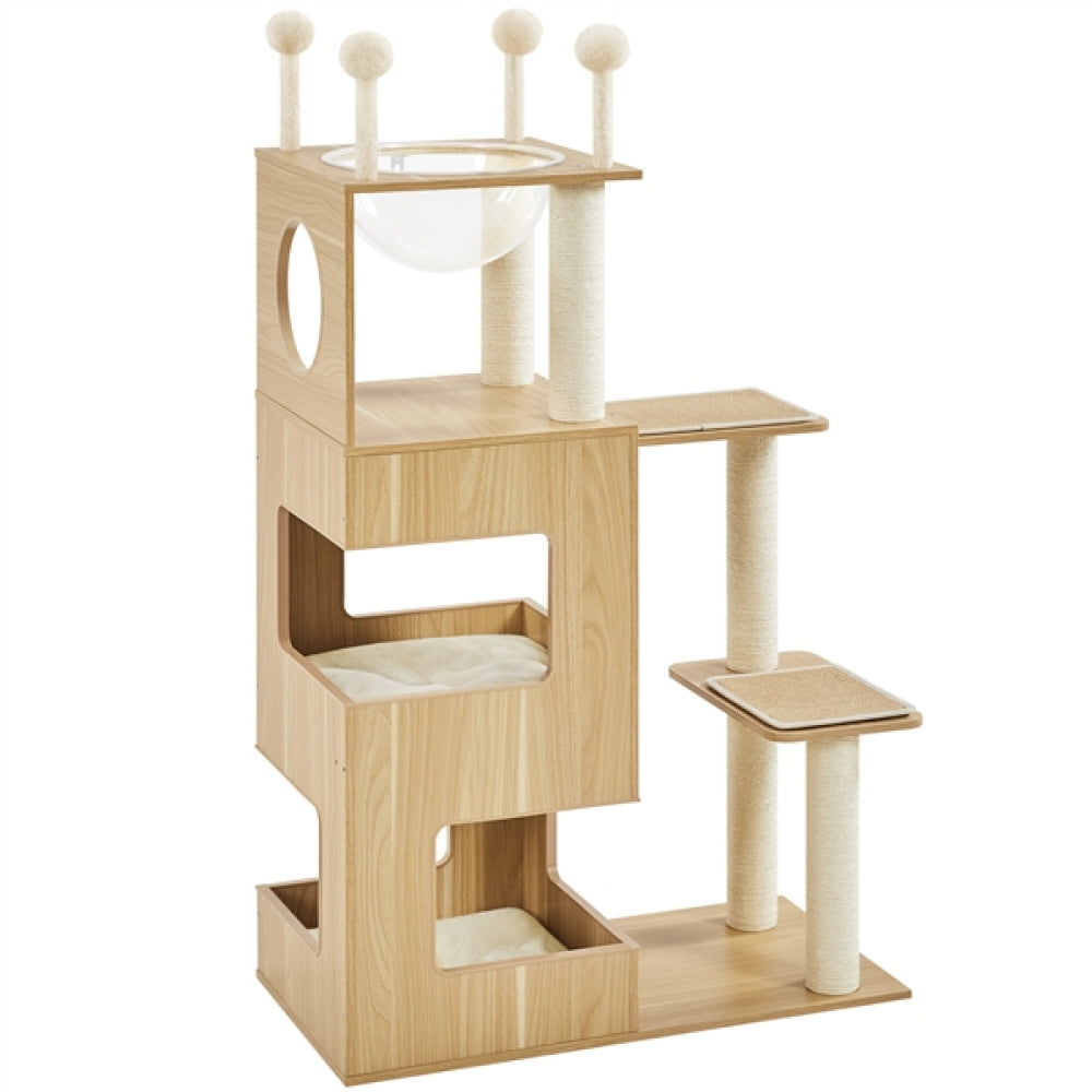 53" Tall Wooden Cat Tree Tower