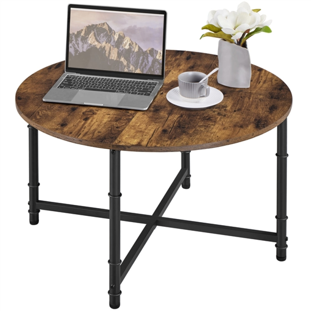 80cm Rustic Round Coffee Table Minimal Vintage Industrial Coffee Table