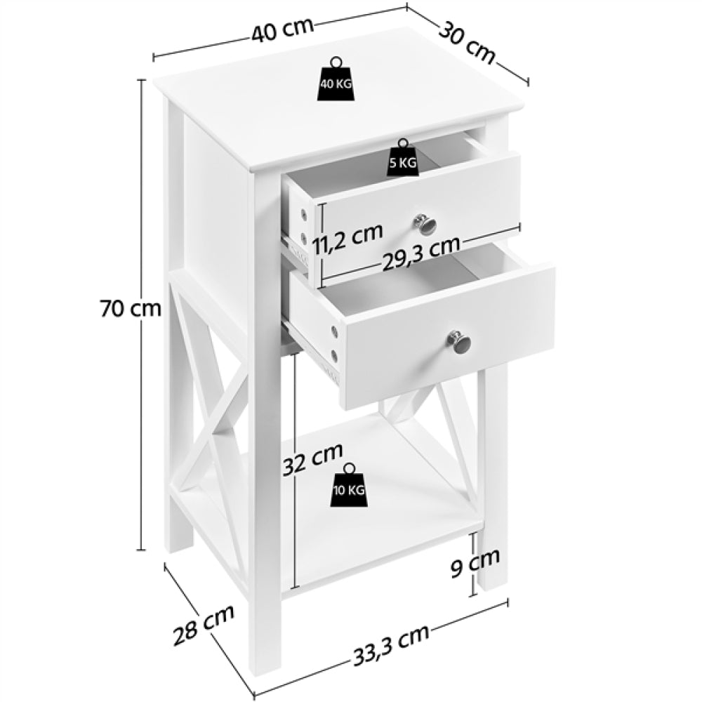 70cm Tall Bedside Table End Table Nightstand Side Table