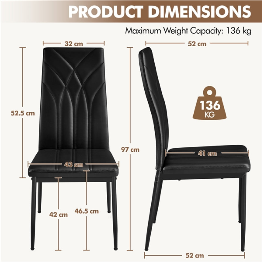 Set of 4 High Back Dining Chairs Upholstered Kitchen Chairs