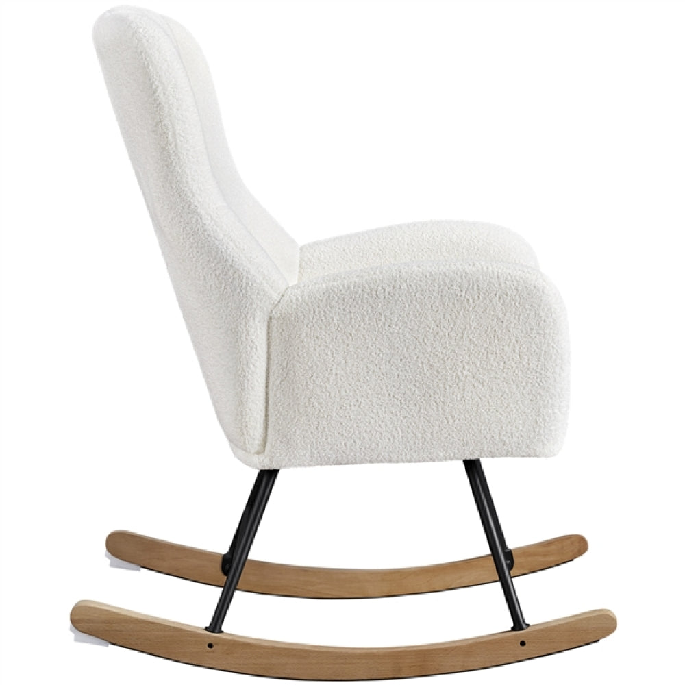 Boucle Upholstered Armchair Rocking Chair